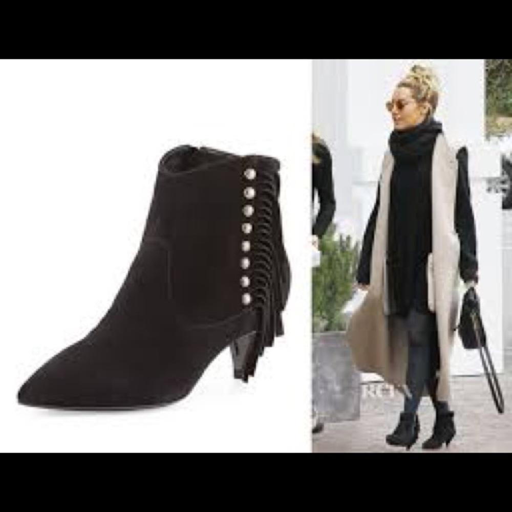 NIB Saint Laurent Cat Fringe Pointy Toe Boots